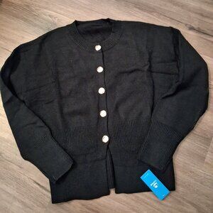 Cupshe black sweater cardigan with gold bottoms